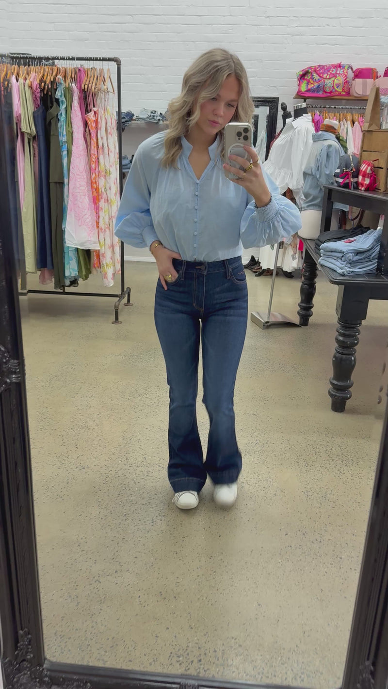 Ledger Top - Baby Blue