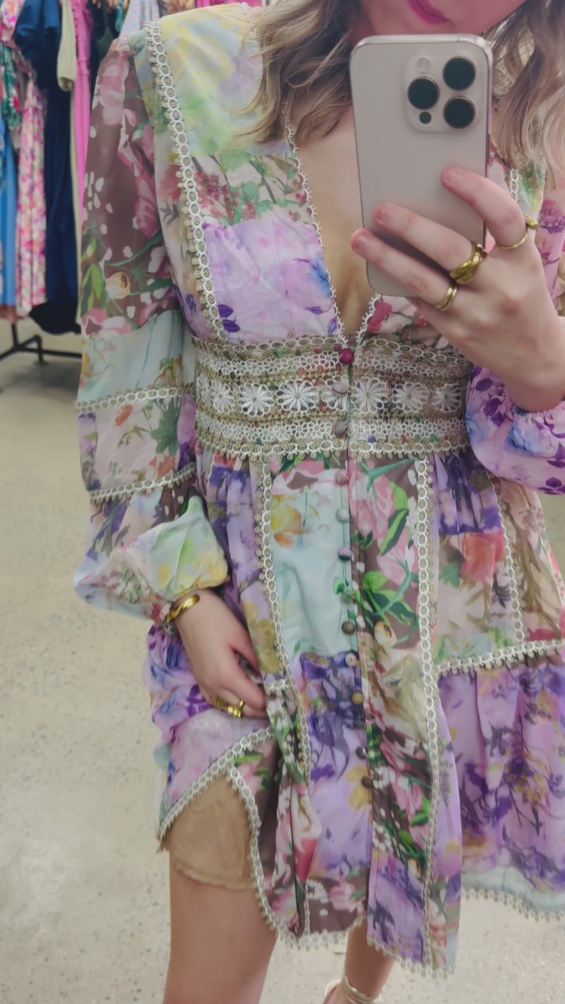 Delia Mini Dress - Botanic Print