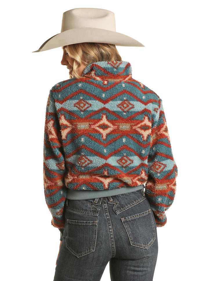 Rock & Roll - Women's Red/Turquoise Sherpa Pullover