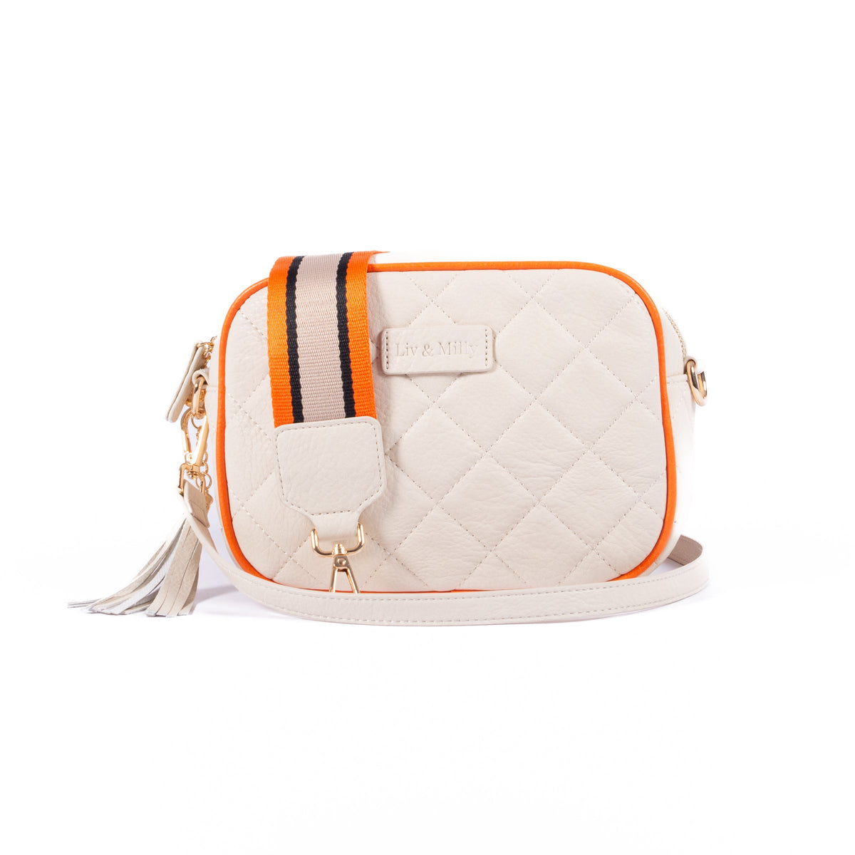 Liv & Milly - Sally Quilted Crossbody (Cream/ Orange)