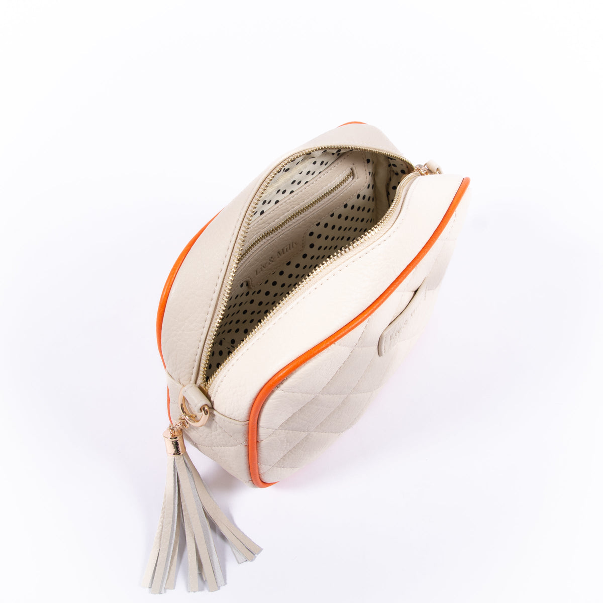 Liv & Milly - Sally Quilted Crossbody (Cream/ Orange)