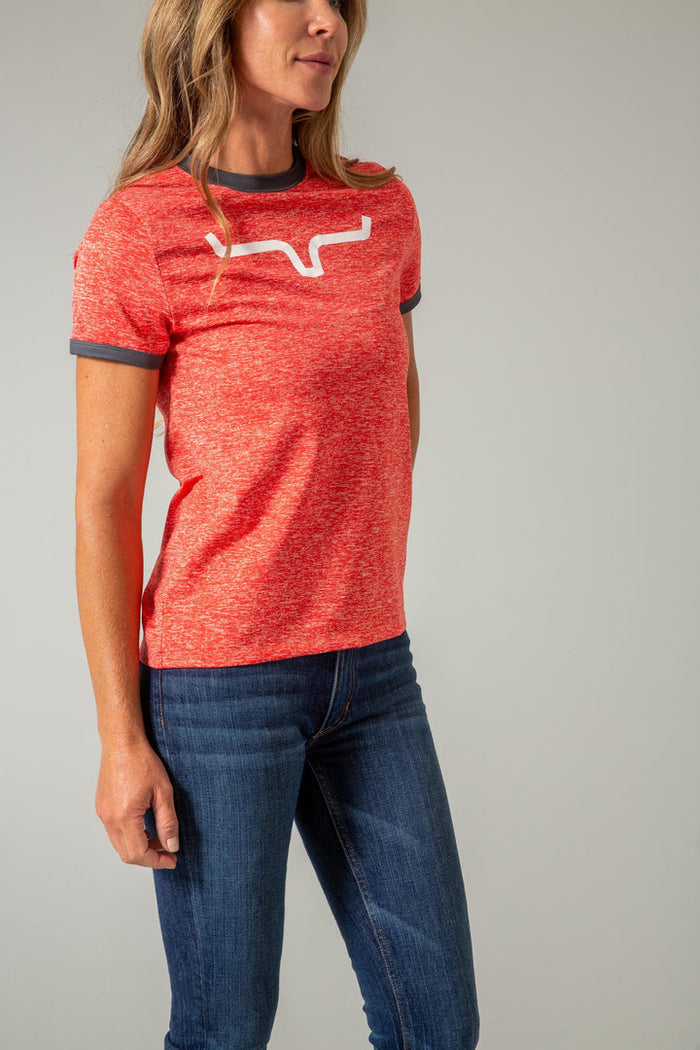 Kimes Ranch Steadfast Ringer Tech Tee - Red Heather