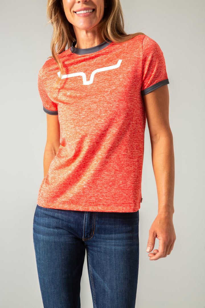 Kimes Ranch Steadfast Ringer Tech Tee - Red Heather