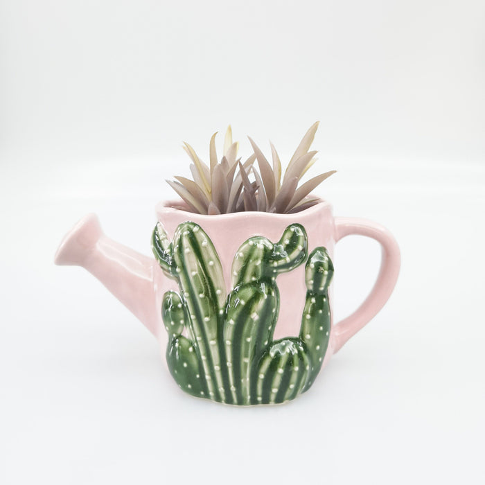 Watering Can Planter - Pink Cactus
