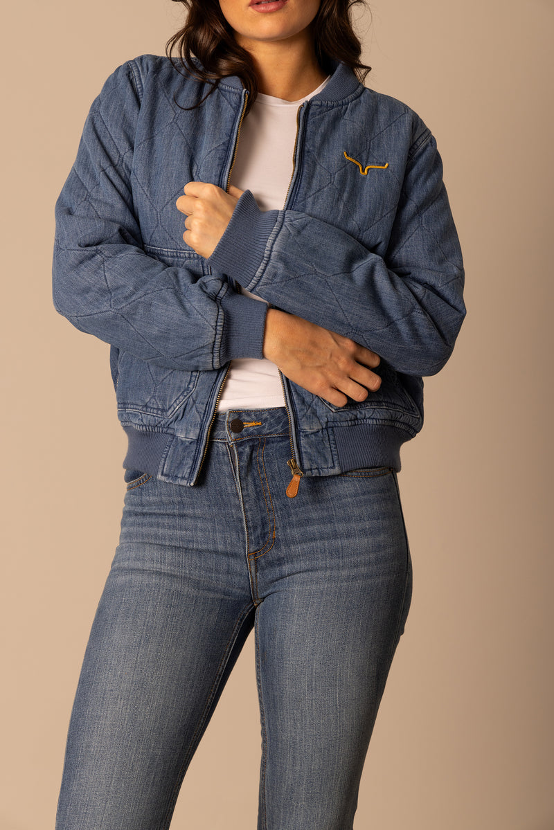 Kimes Ranch Marinos Bomber Jacket - Light Wash Indigo