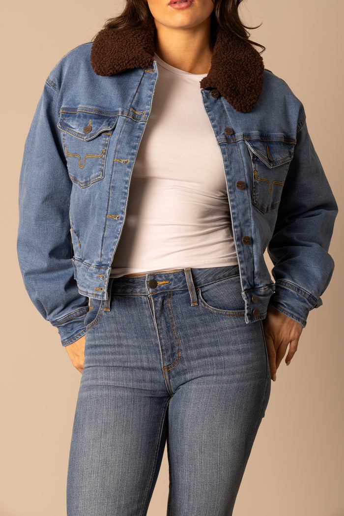 Kimes Ranch Leela Sherpa Jacket - Light Wash Indigo