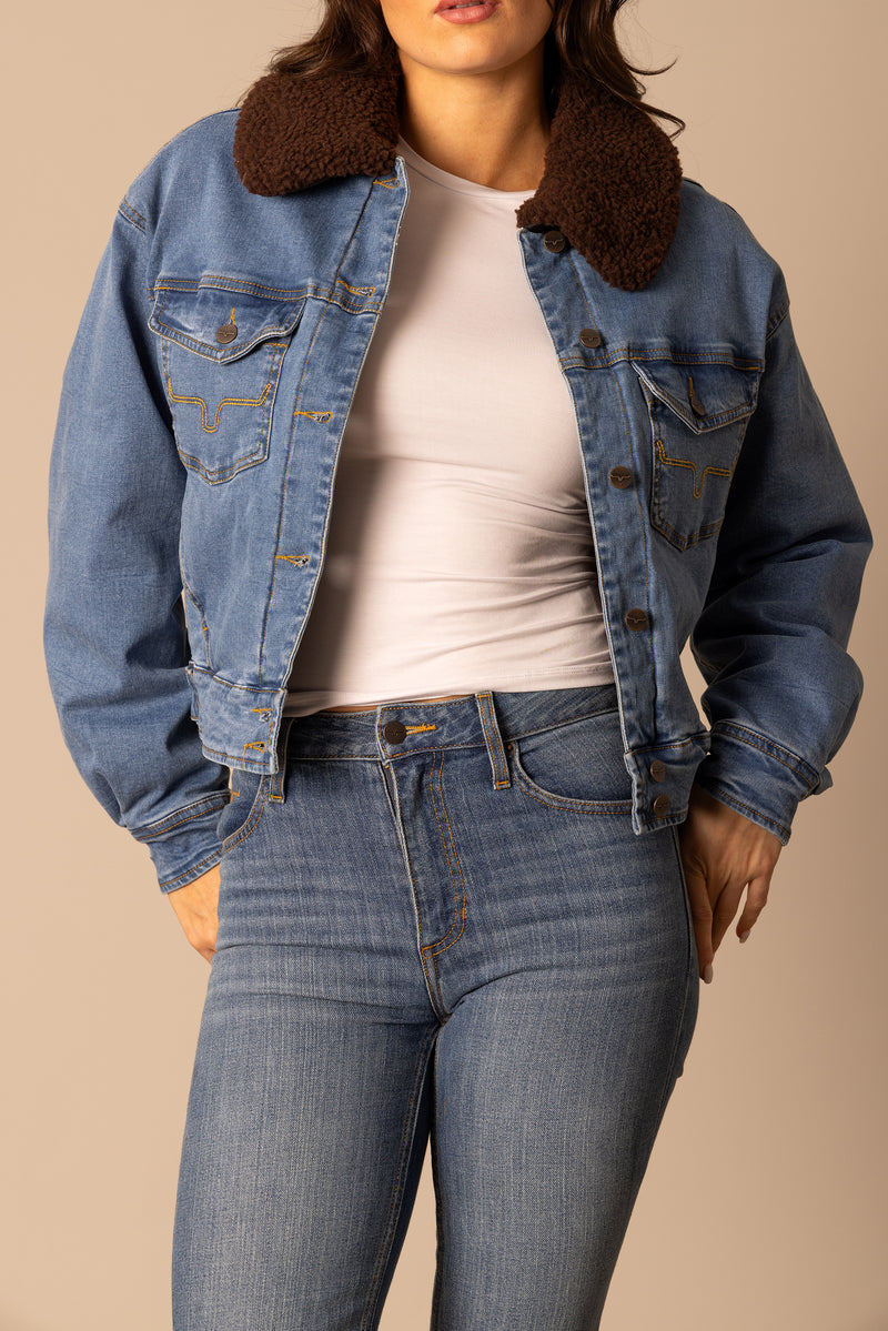 Kimes Ranch Leela Sherpa Jacket - Light Wash Indigo