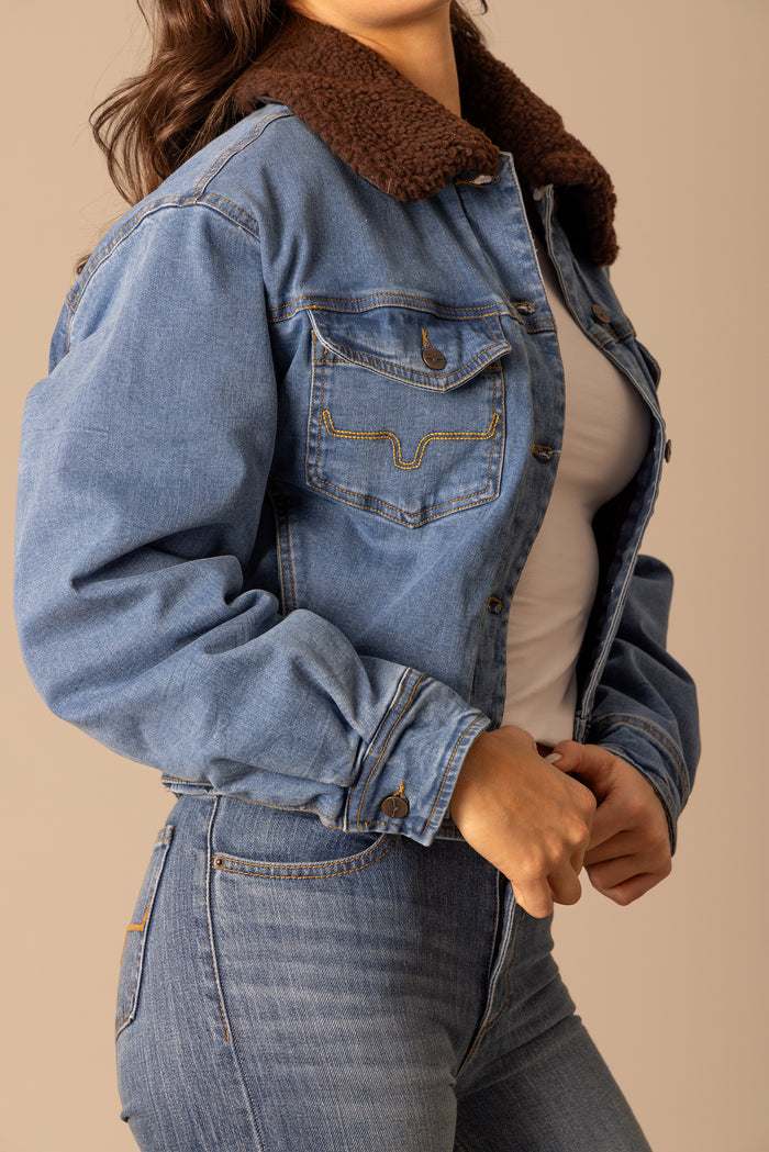 Kimes Ranch Leela Sherpa Jacket - Light Wash Indigo