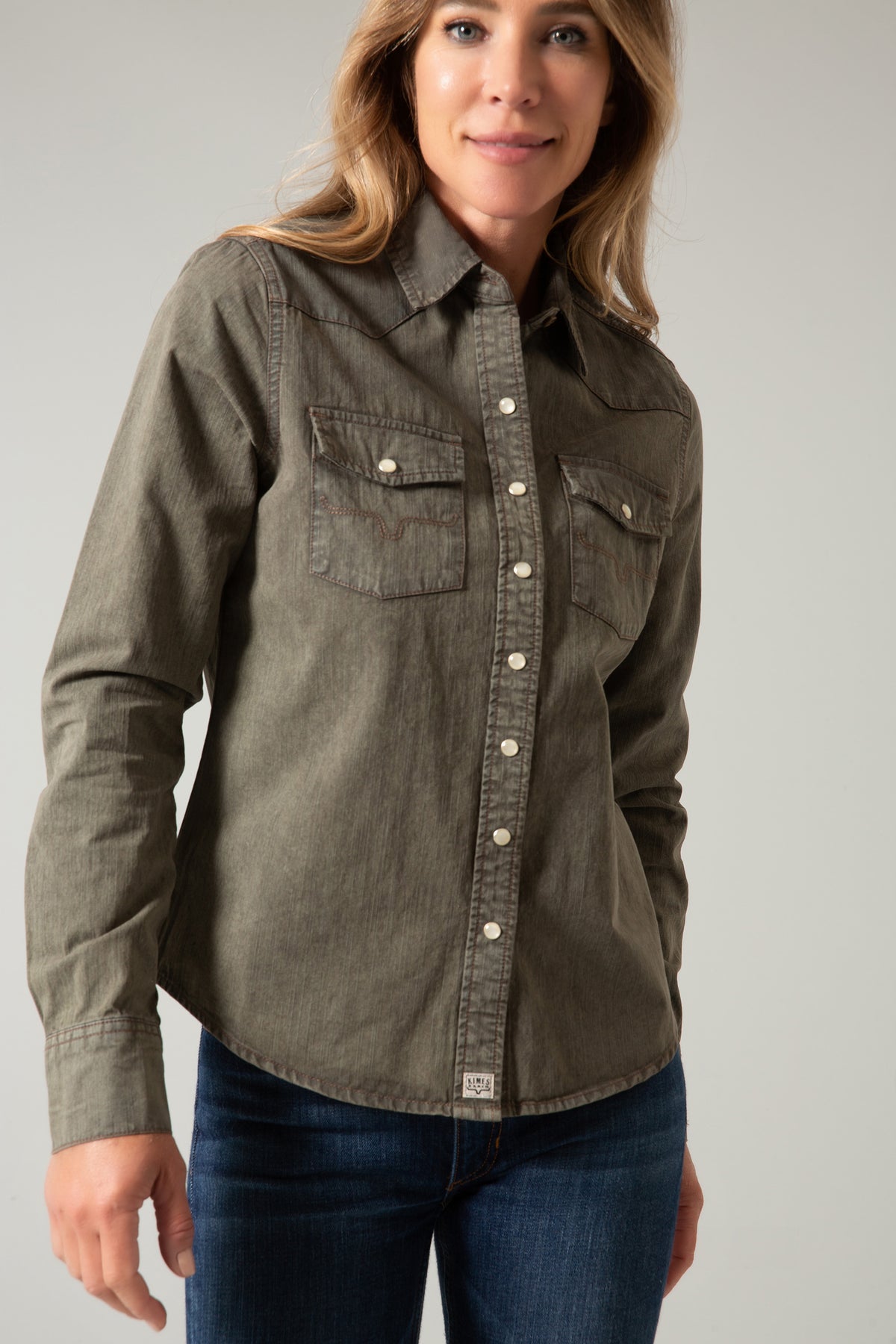 Kimes Ranch Long Sleeved Shirt - Kaycee Denim Army