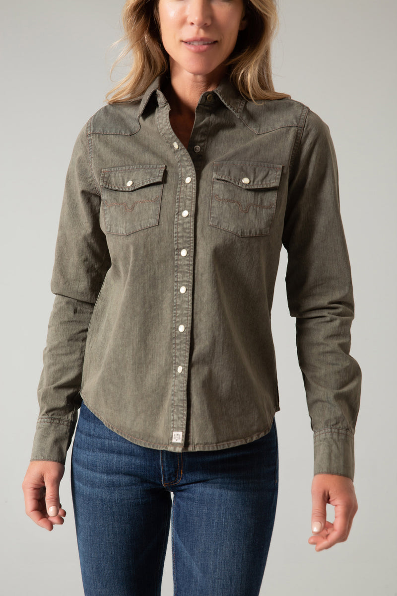 Kimes Ranch Long Sleeved Shirt - Kaycee Denim Army