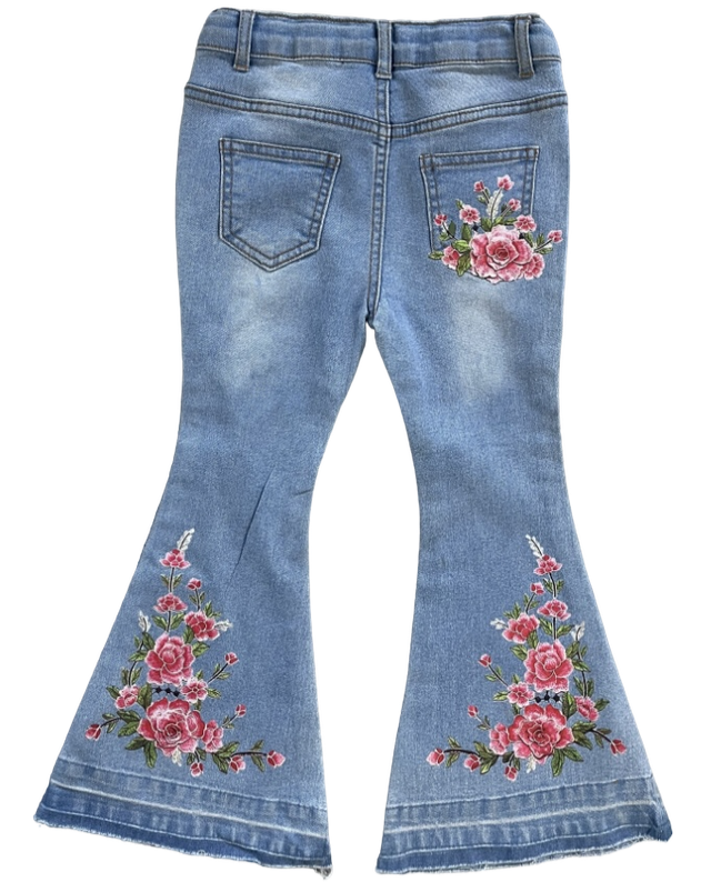 Girl's Shea Baby Jeans - Floral Boot Flare Denim
