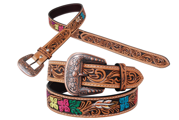 Western Belt - Hand Painted Floral