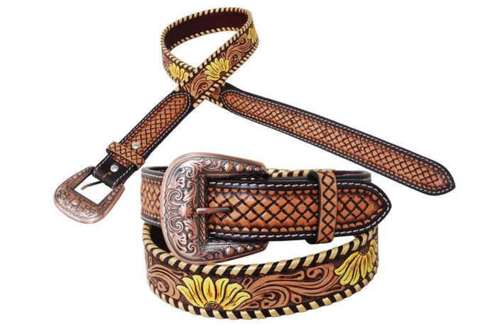 Western Belt - Tooled Sunflower