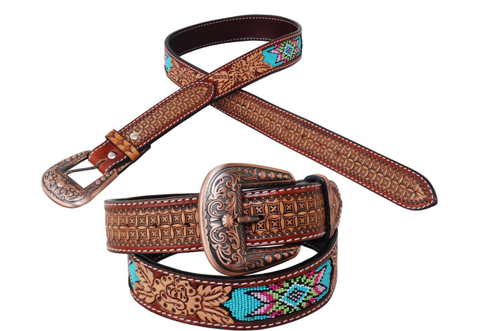 Western Belt - Beaded Aztec