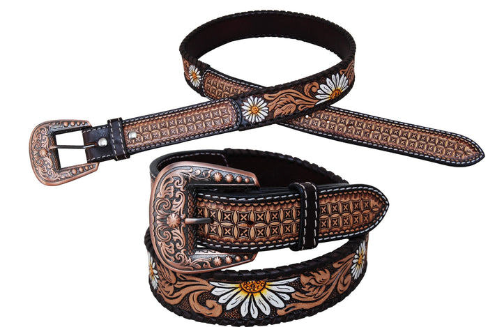 Western Belt - Hand Painted Daisy