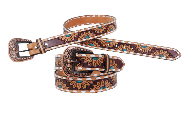 Western Belt - Floral & Turquoise Sunflower