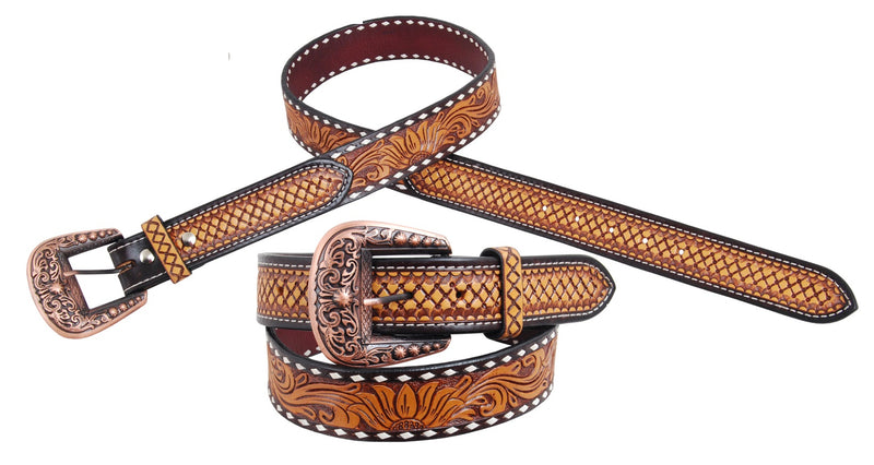 Western Belt - Sunflower Tooled