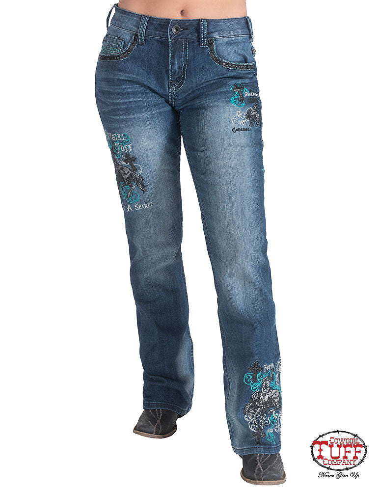 Cowgirl Tuff Jeans - Unbelievable Turquoise Spirit