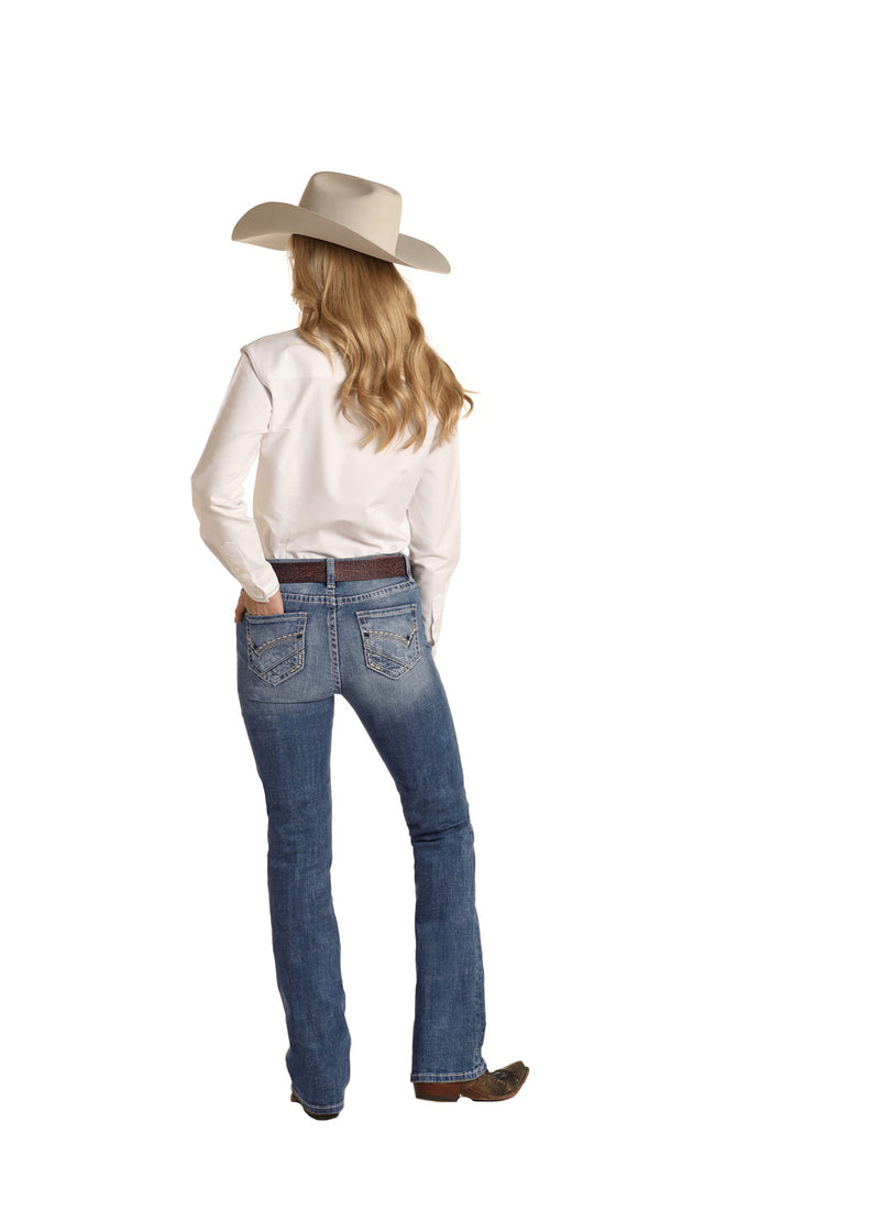 Rock & Roll Cowgirl Jeans - W7-3547 - Mid Rise Riding Fit