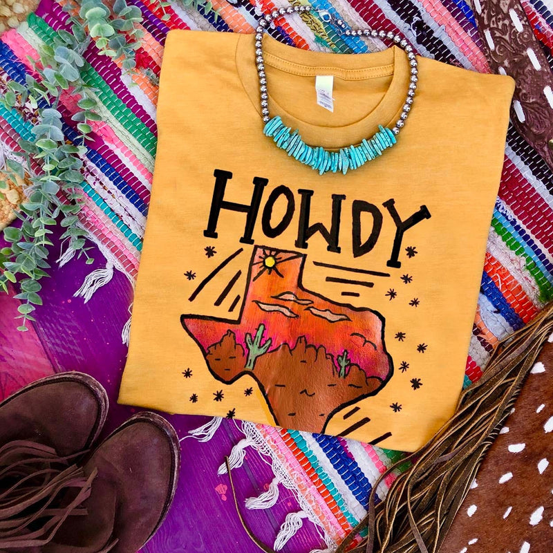 Howdy Texas - Mustard Tee