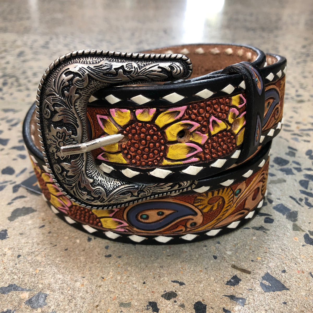 Western Belt - Sunflower and Paisley