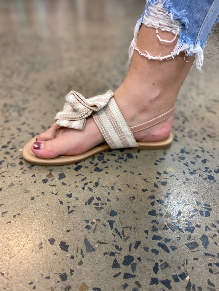 Beth Sandal - Blush/Beige Knit