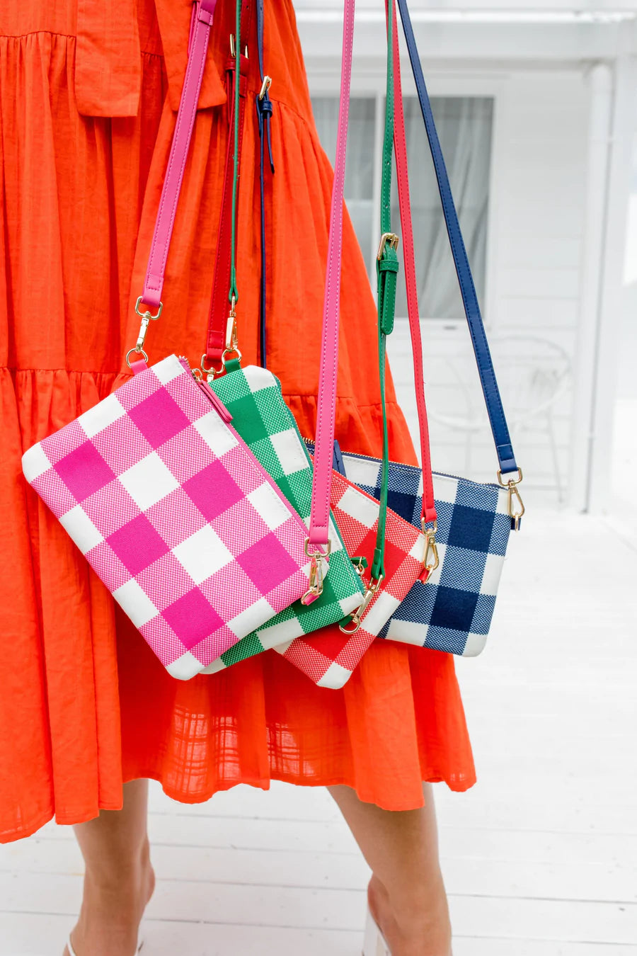 Liv & Milly - Large Crossbody Pink & White Gingham