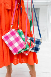 Liv & Milly - Large Crossbody Pink & White Gingham