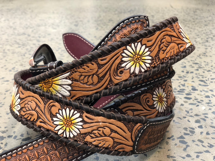 Western Belt - Hand Painted Daisy