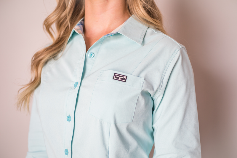 Kimes Ranch Long Sleeved Shirt - Linville Solid Turquoise