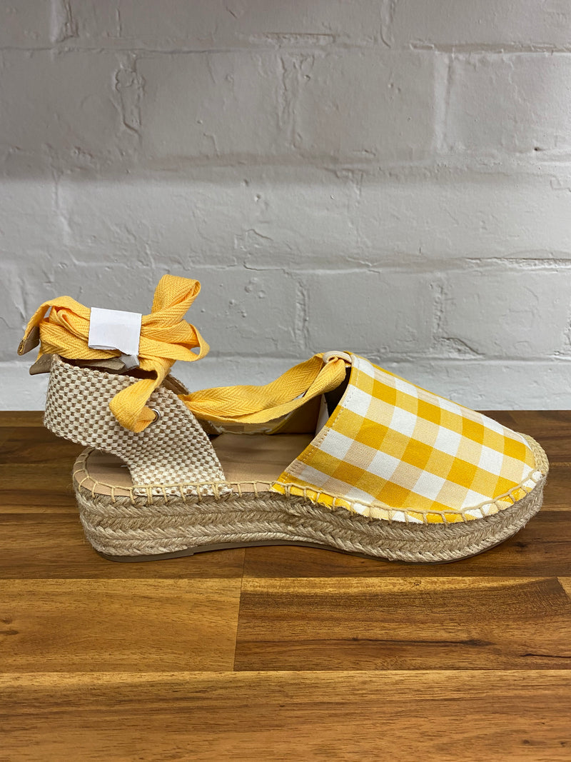 Meg Platform Flats - Mustard Cotton