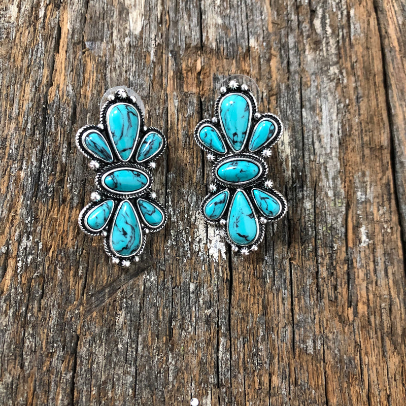 Western Earrings - Navajo Turquoise Stone