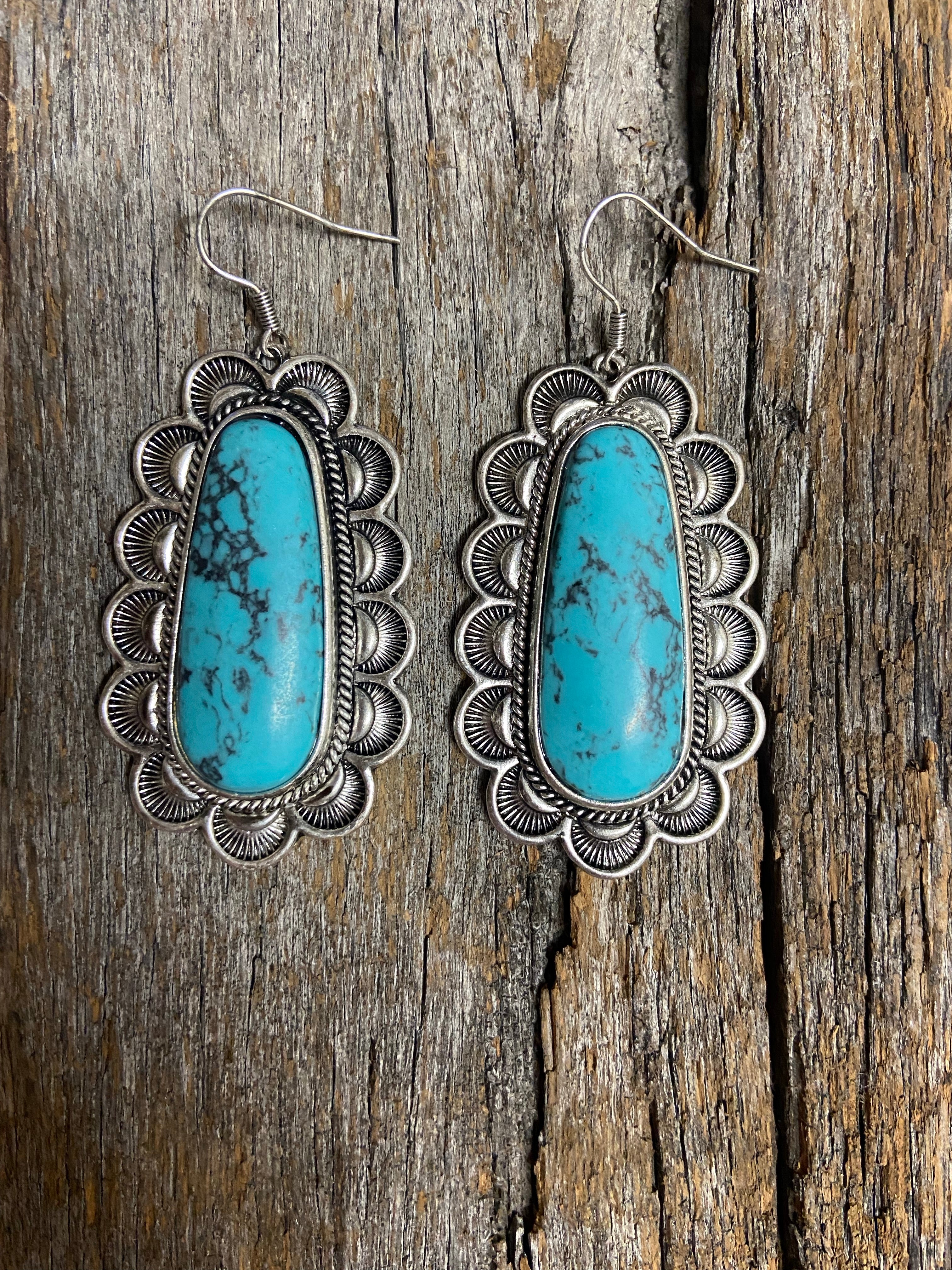 Navajo Turquoise Sterling Silver Earrings  Turquoise sterling silver  Sterling silver earrings Silver earrings