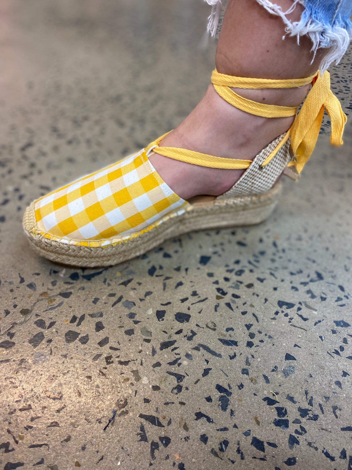 Meg Platform Flats - Mustard Cotton