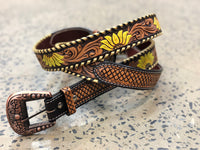 Western Belt - Tooled Sunflower