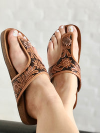 Vegas Leather Slides - Tan
