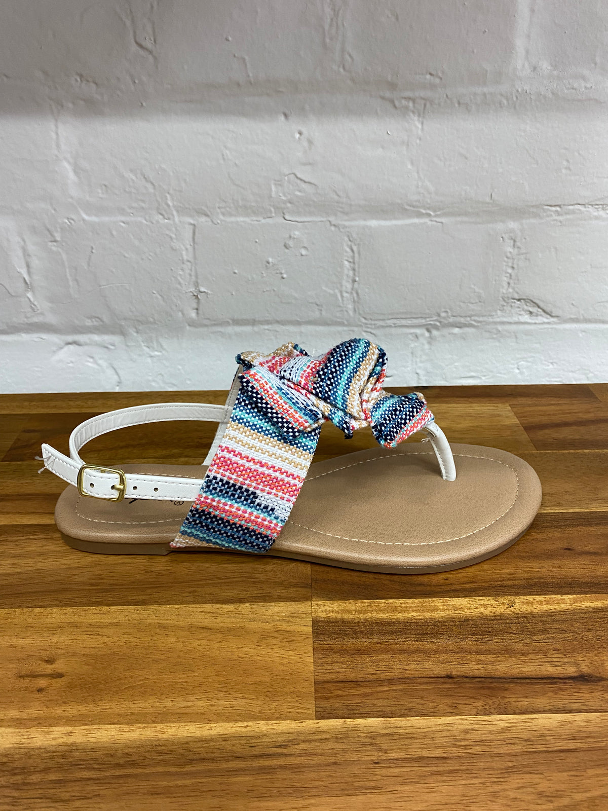 Beth Sandal - Blue/Pink Knit