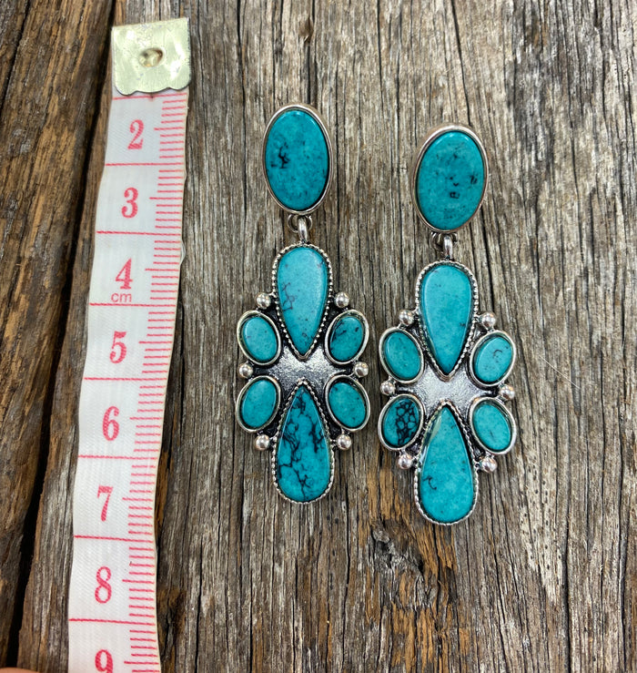 Western Earrings - Treasure Navajo Western Drop Turquoise