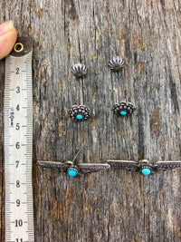Earring Trio - Antique Silver and Turquoise Eagle