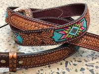 Western Belt - Beaded Aztec