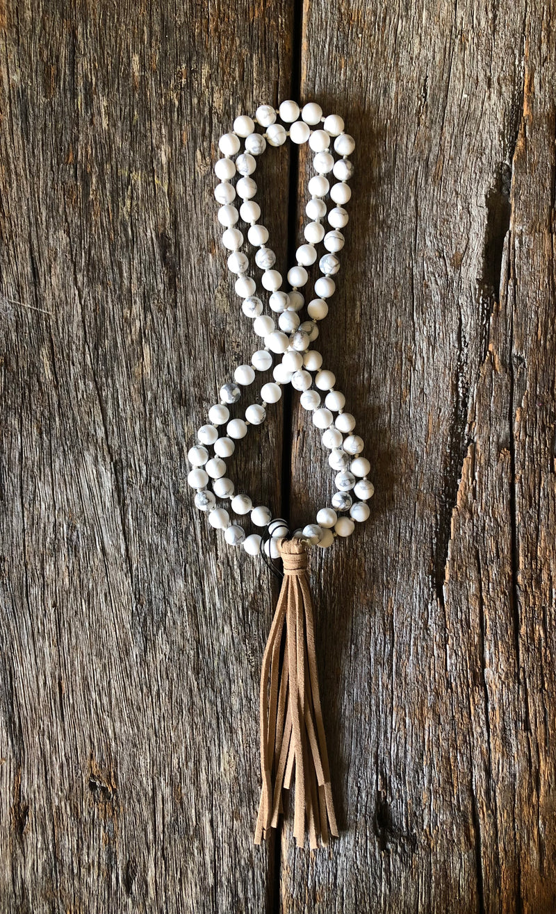White Marbled Stone - Necklace