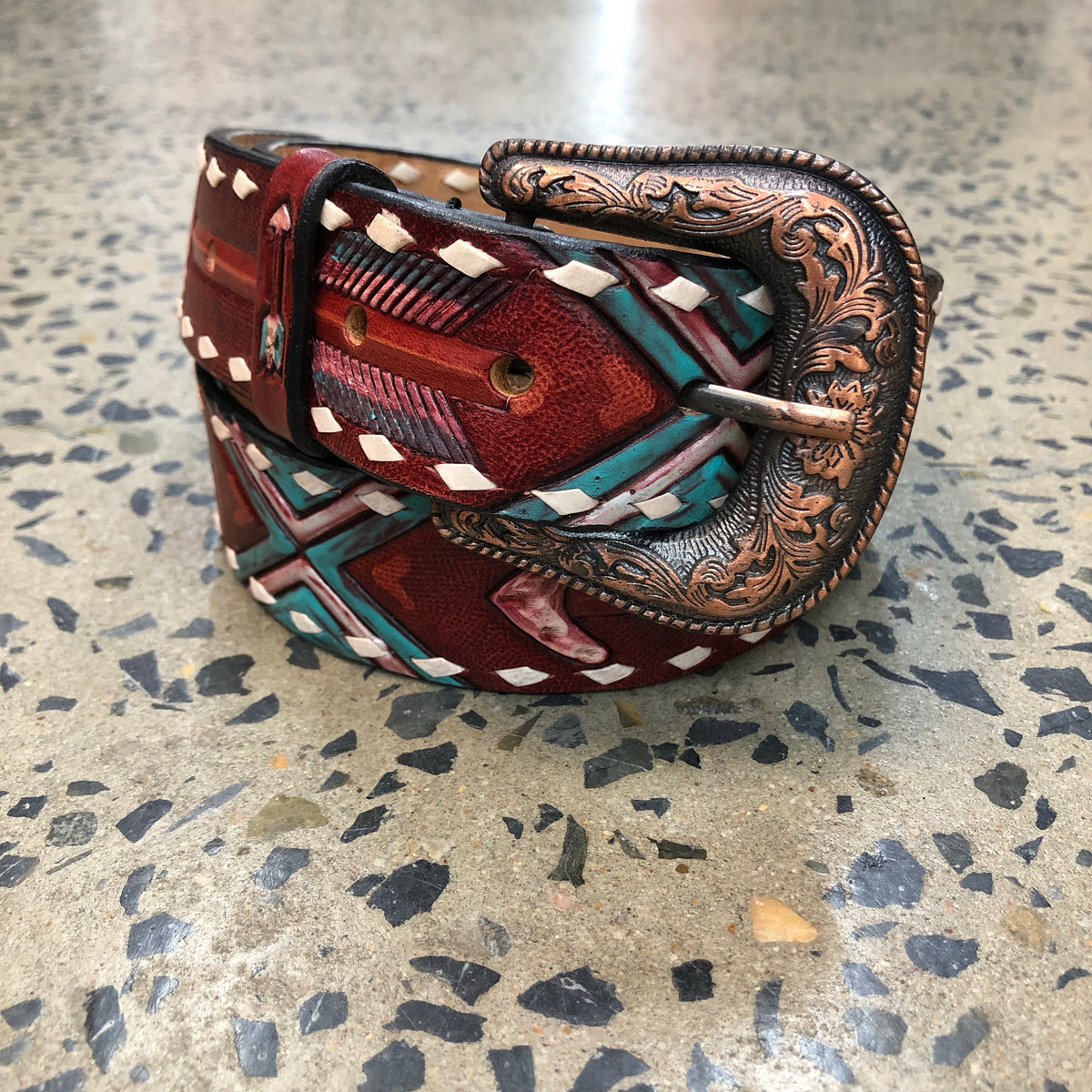 Western Belt - Turquoise Arrow Red