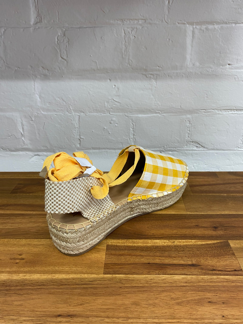 Meg Platform Flats - Mustard Cotton