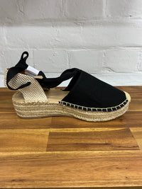 Meg Platform Flats - Black Cotton