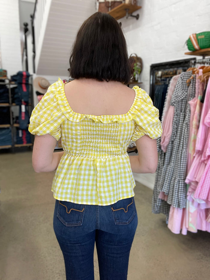 Quinn Top - Yellow Gingham