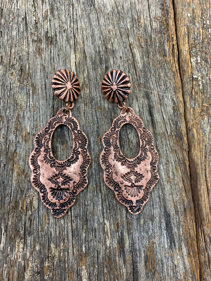 Western Earrings - Rustic Copper Earrings