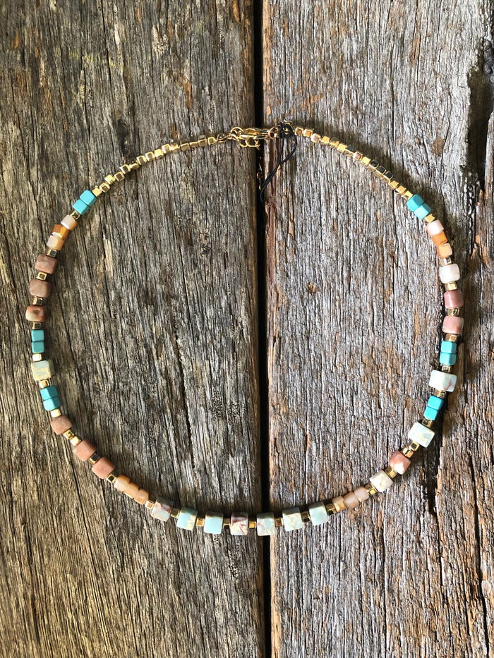 Turquoise & Gold - Fine Stone Necklace