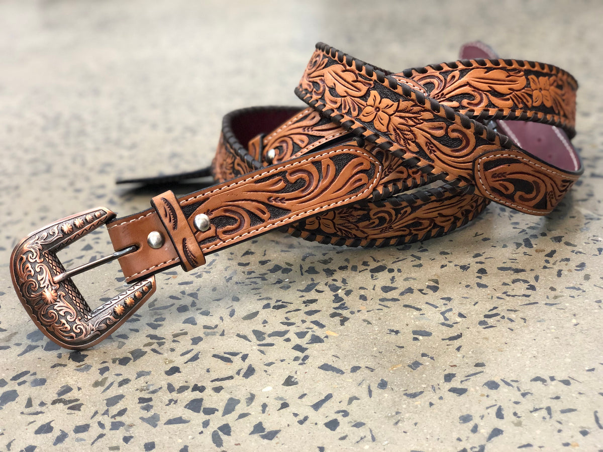 Western Belt Floral Tooled