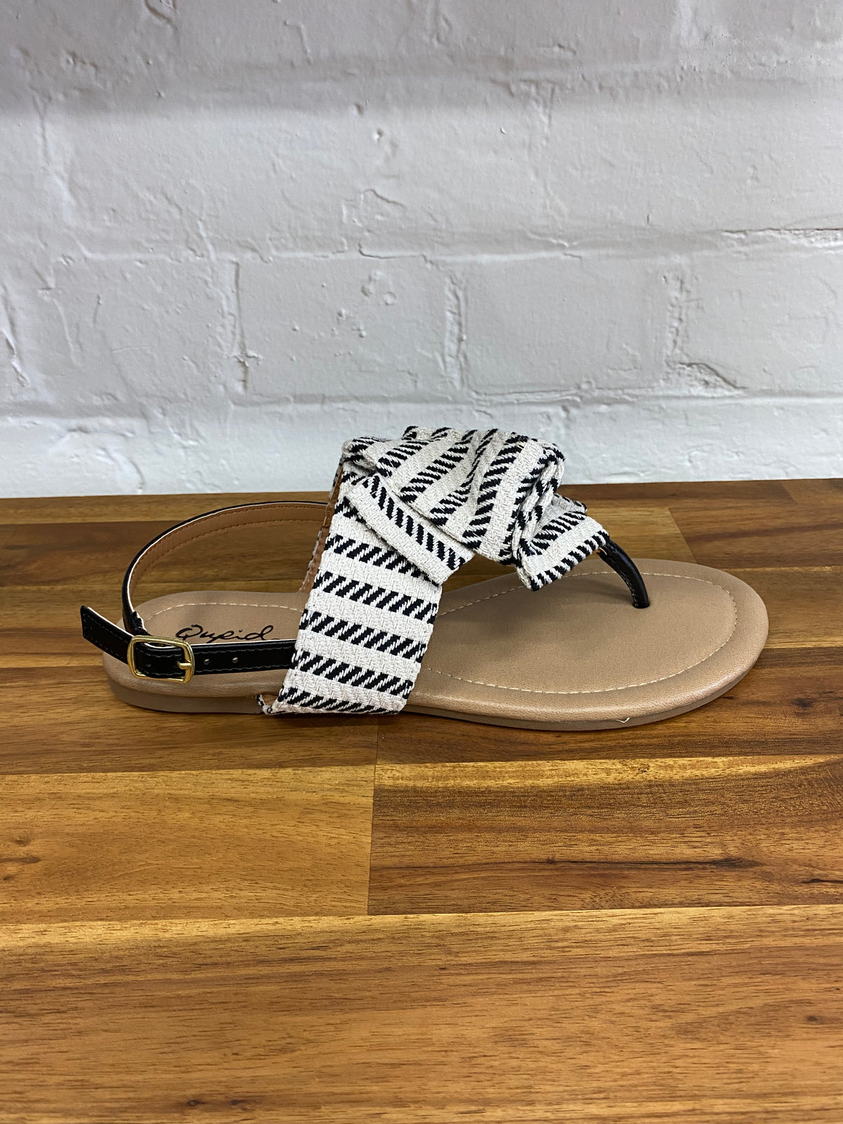 Beth Sandal - Black/Beige Knit