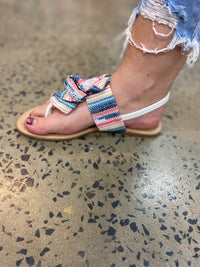 Beth Sandal - Blue/Pink Knit